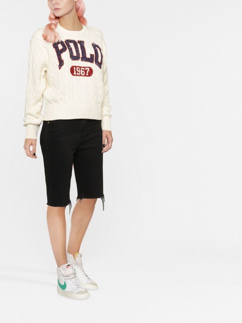 Neutral Logo Cable-knit Cotton Sweater