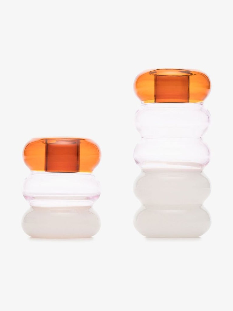 Orange Pauline Glass Candleholder Set