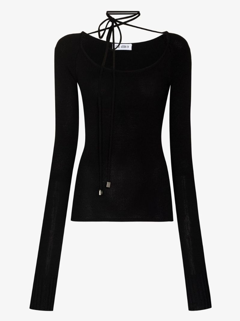 Heather Tie Strap Knit Top