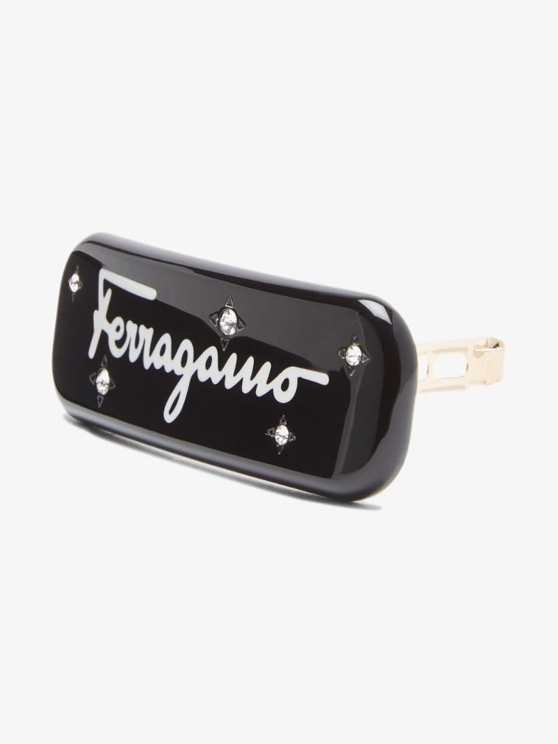 Black Logo Print Hair Clip
