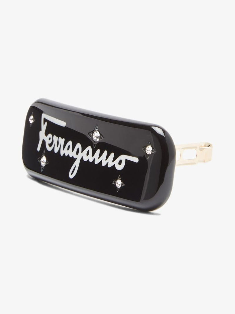 Black Logo Print Hair Clip