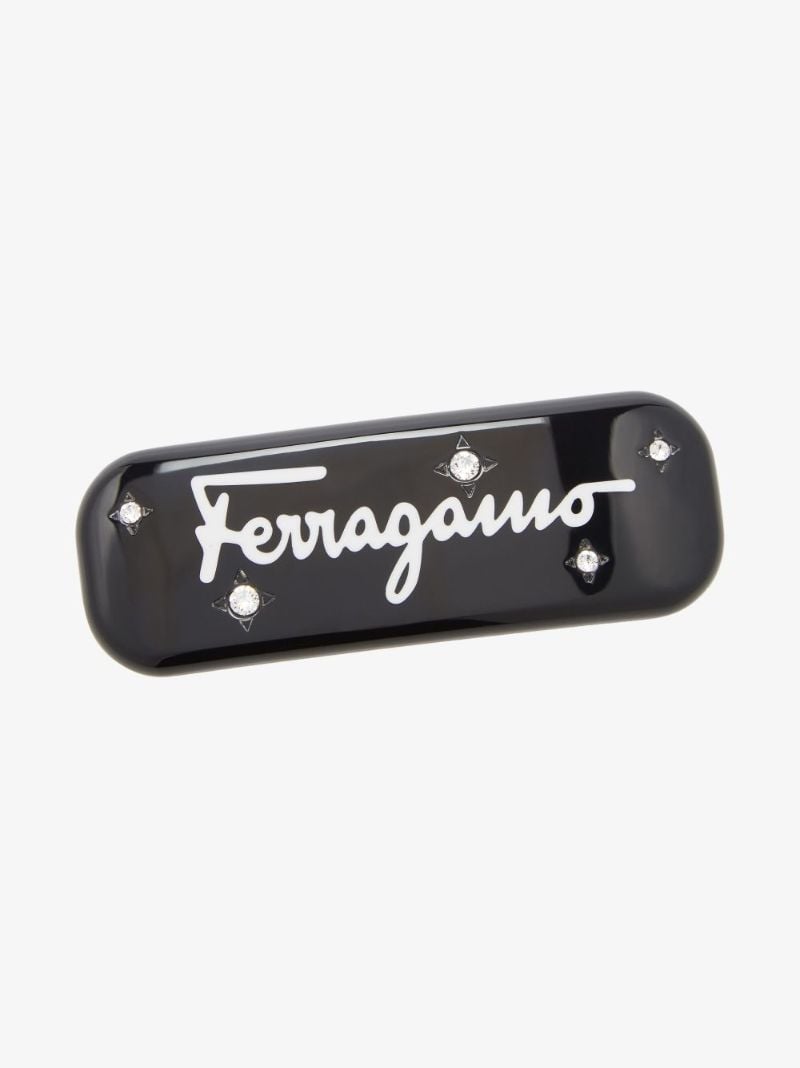 Black Logo Print Hair Clip