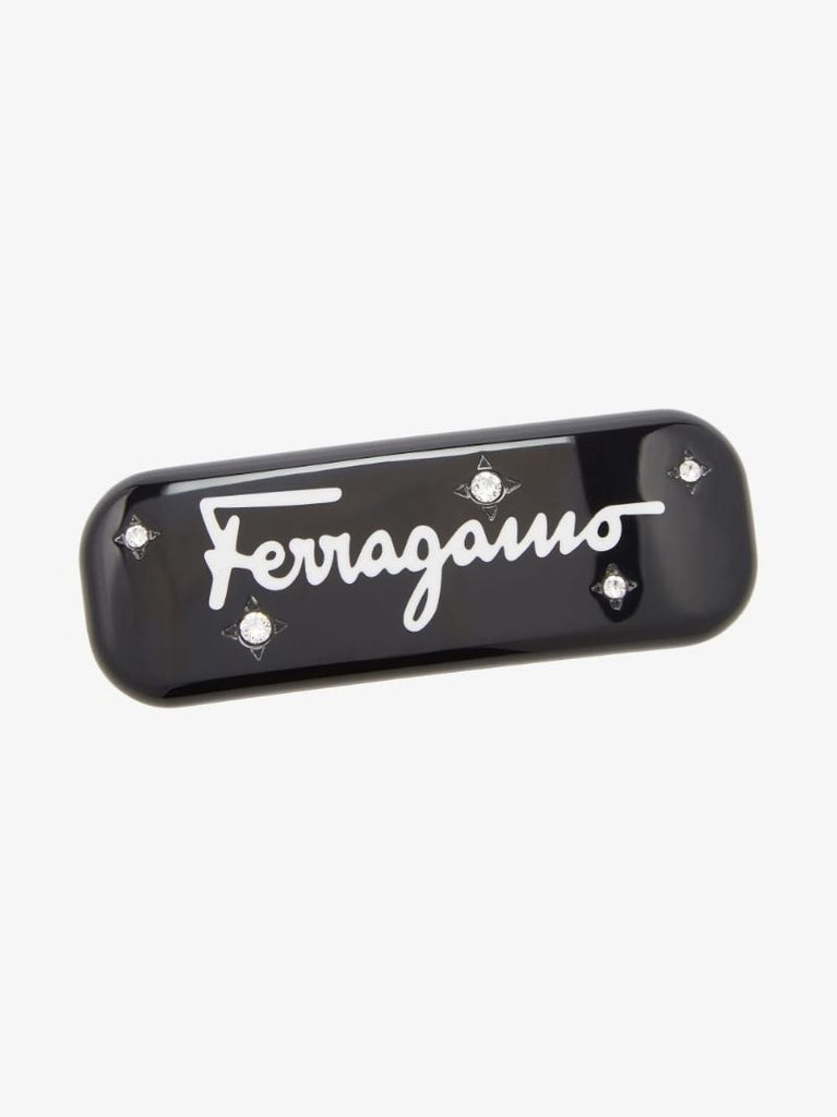 Black Logo Print Hair Clip