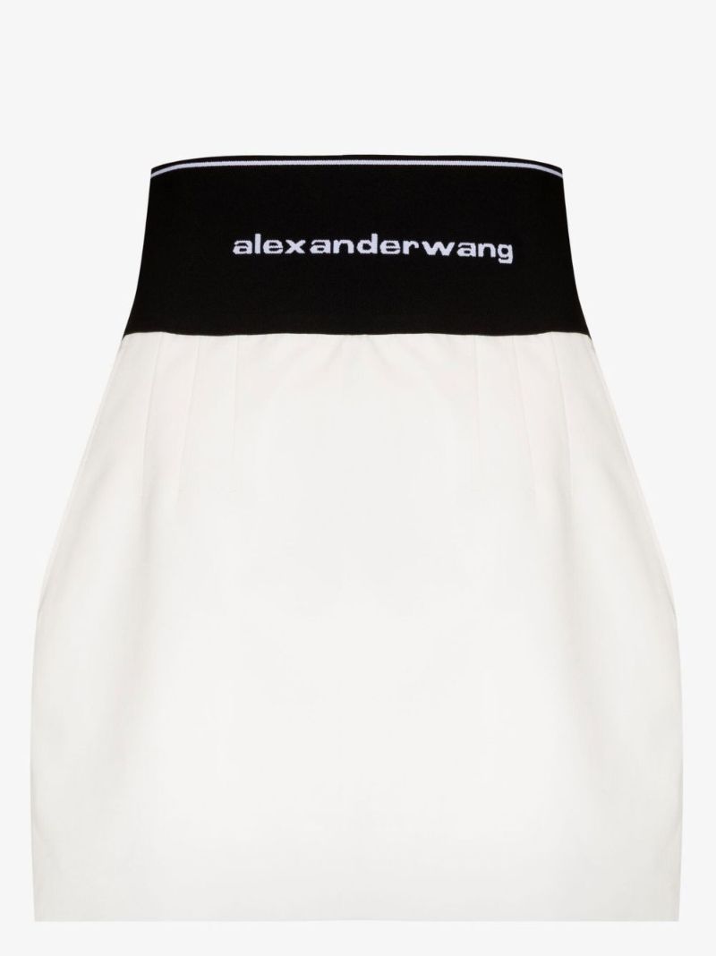 White Logo Waistband Cotton Mini Skirt