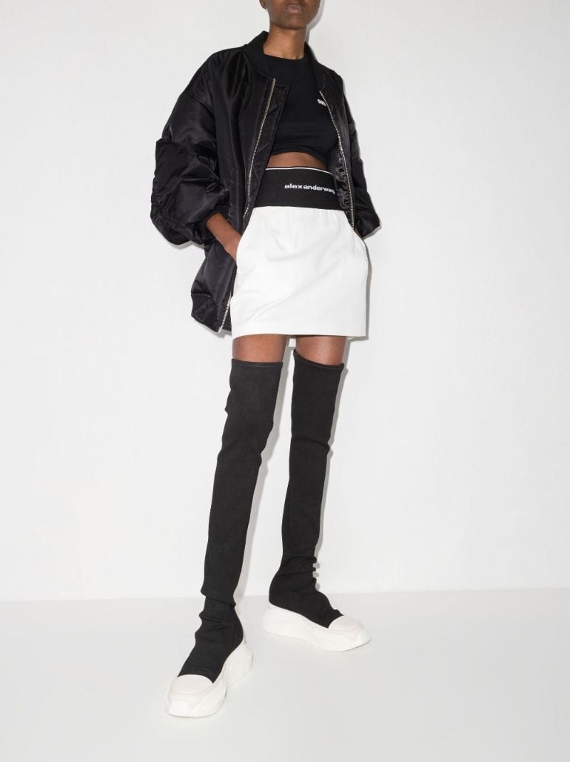 White Logo Waistband Cotton Mini Skirt