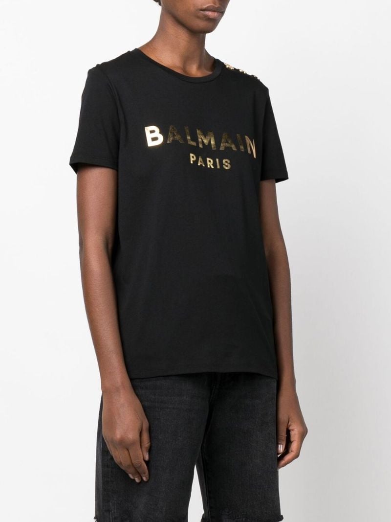 Black Logo Print Cotton T-shirt