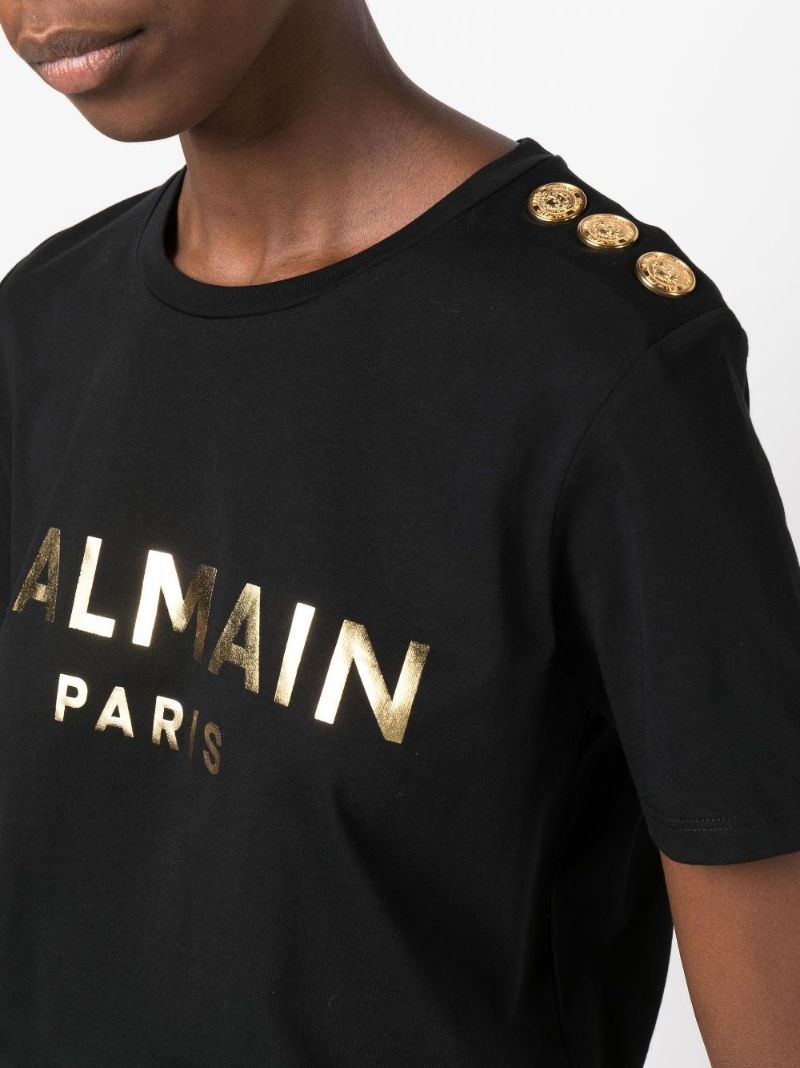 Black Logo Print Cotton T-shirt