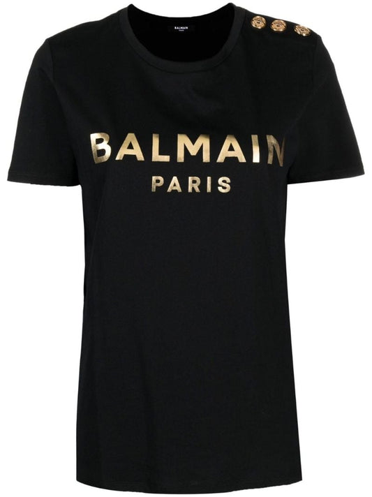 Black Logo Print Cotton T-shirt