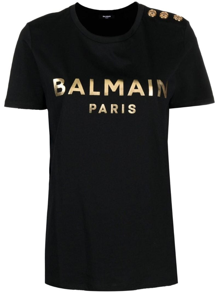 Black Logo Print Cotton T-shirt