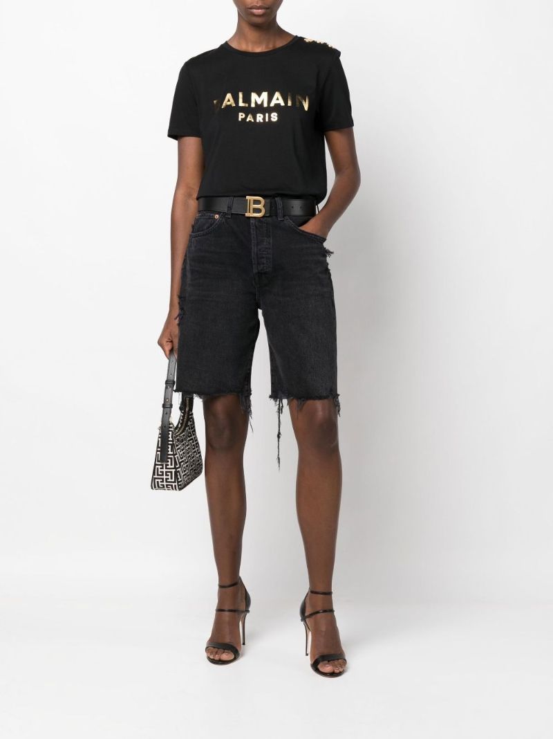Black Logo Print Cotton T-shirt