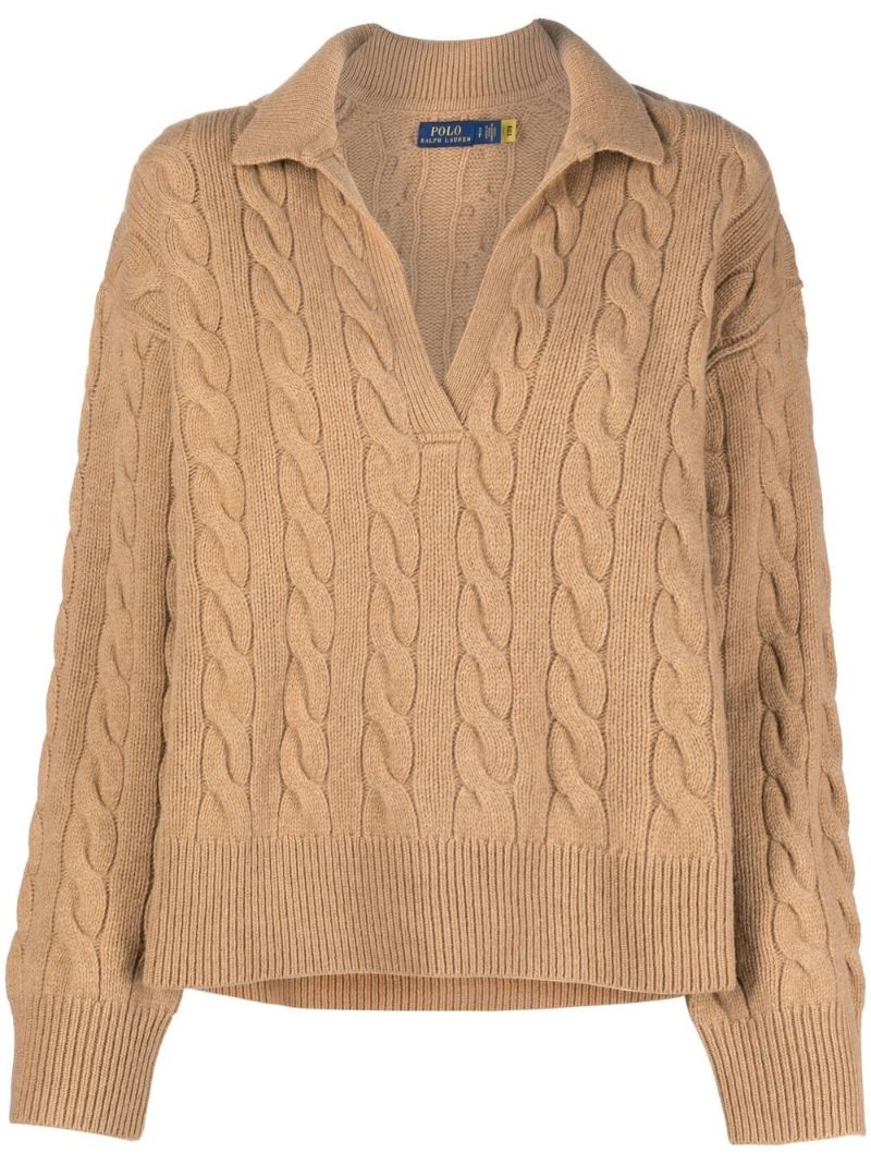 Brown Cable-knit Wool Sweater