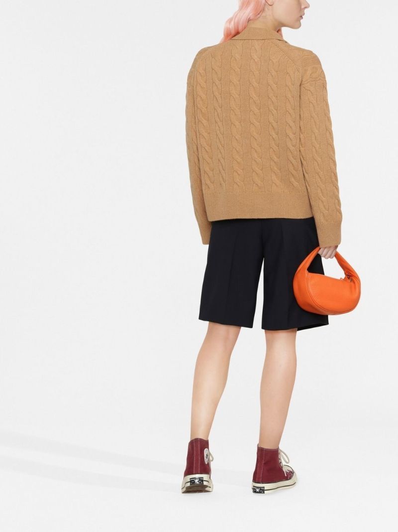 Brown Cable-knit Wool Sweater