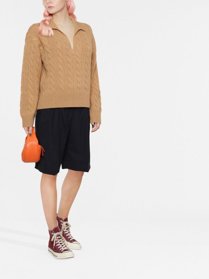 Brown Cable-knit Wool Sweater