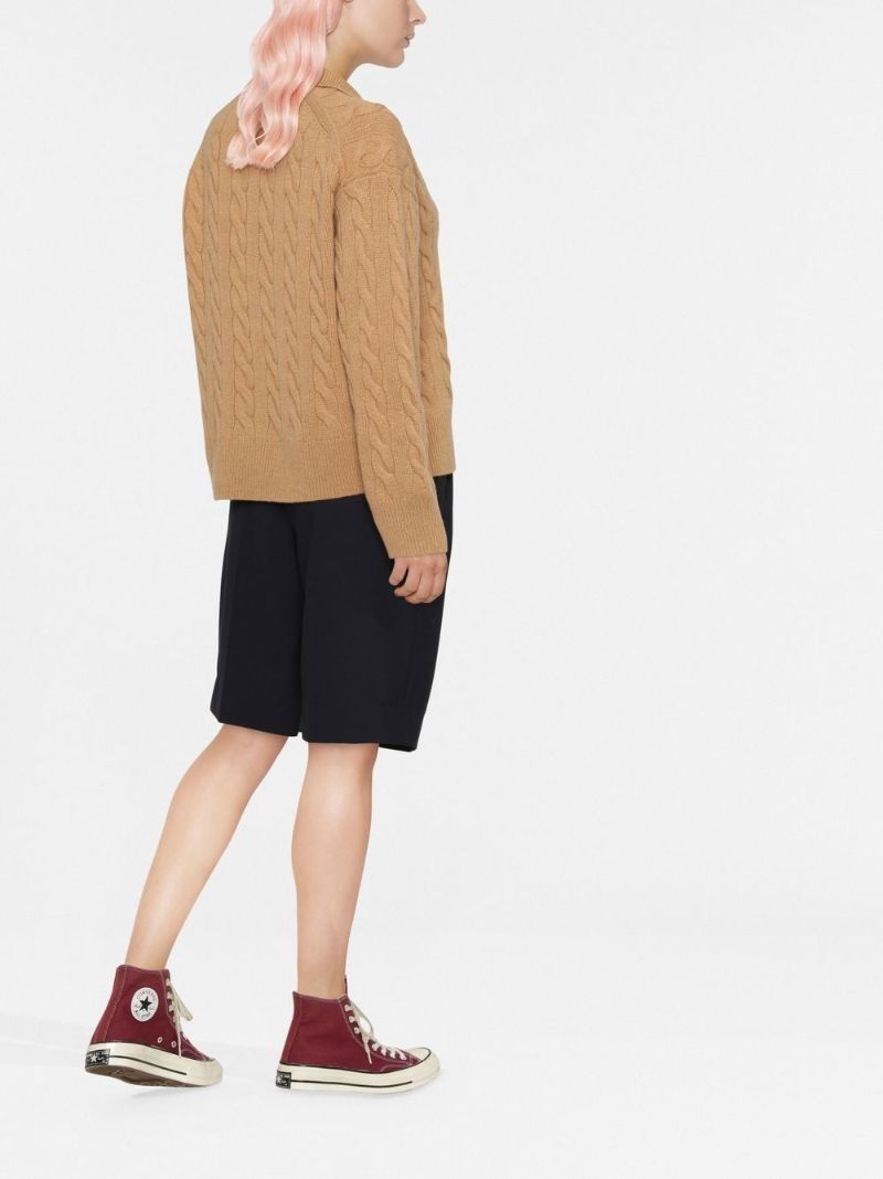 Brown Cable-knit Wool Sweater