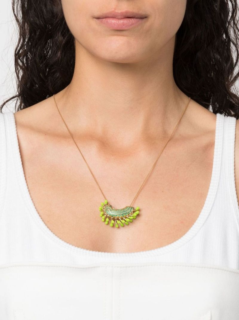 Gold-tone Crystal Pendant Necklace