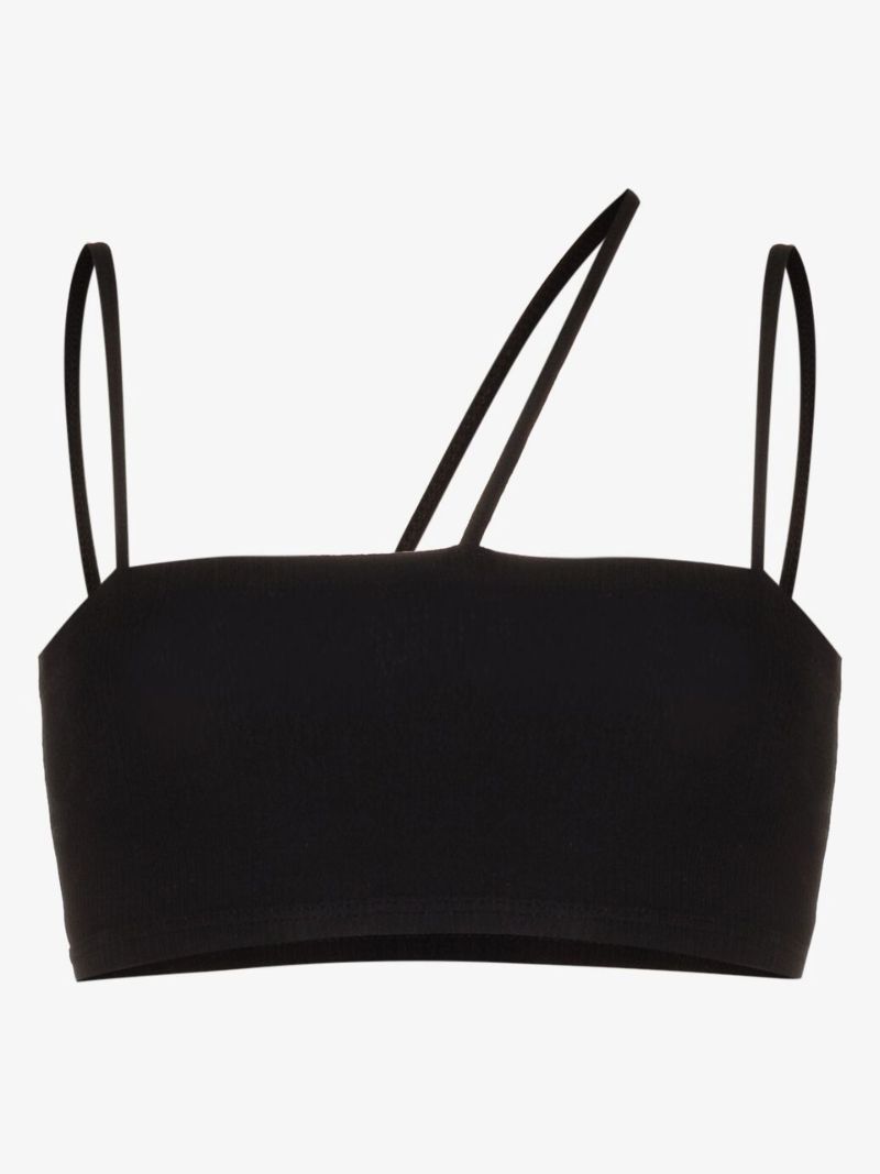Black Nida Ribbed Organic Cotton Bra