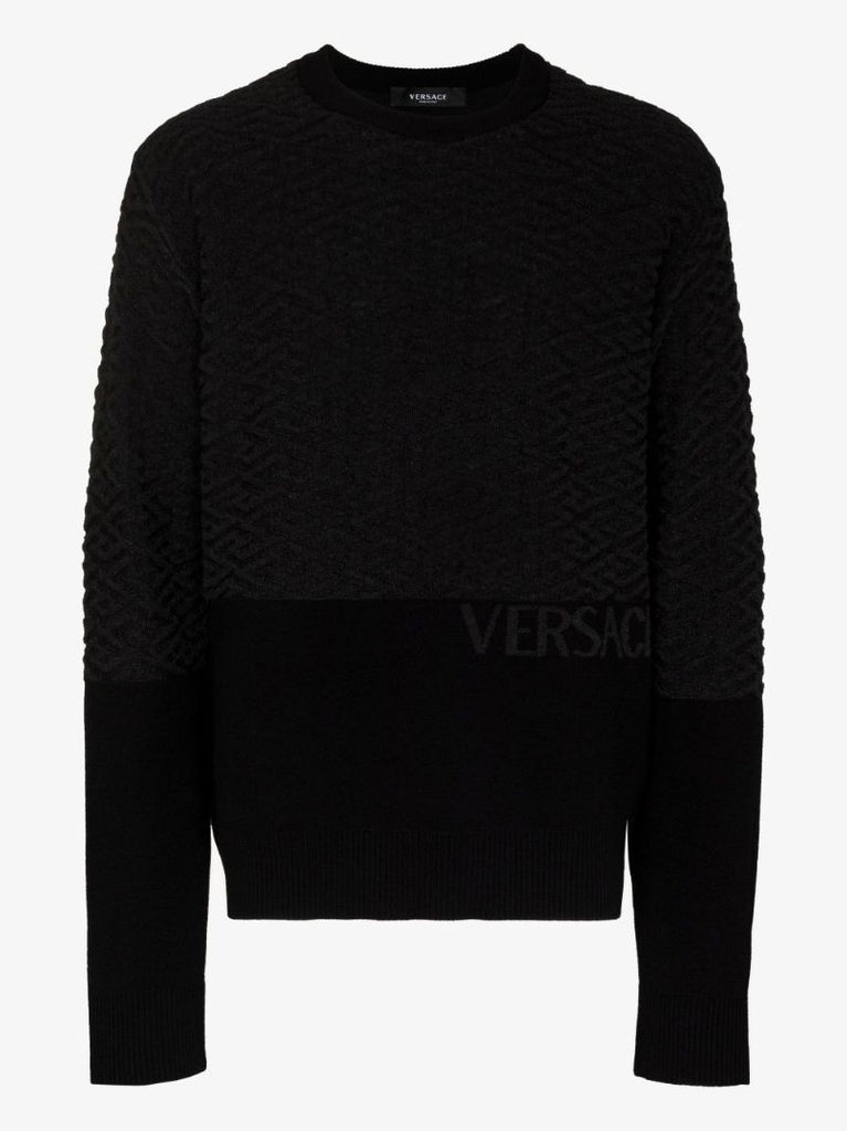 Black La Greca Wool Sweater