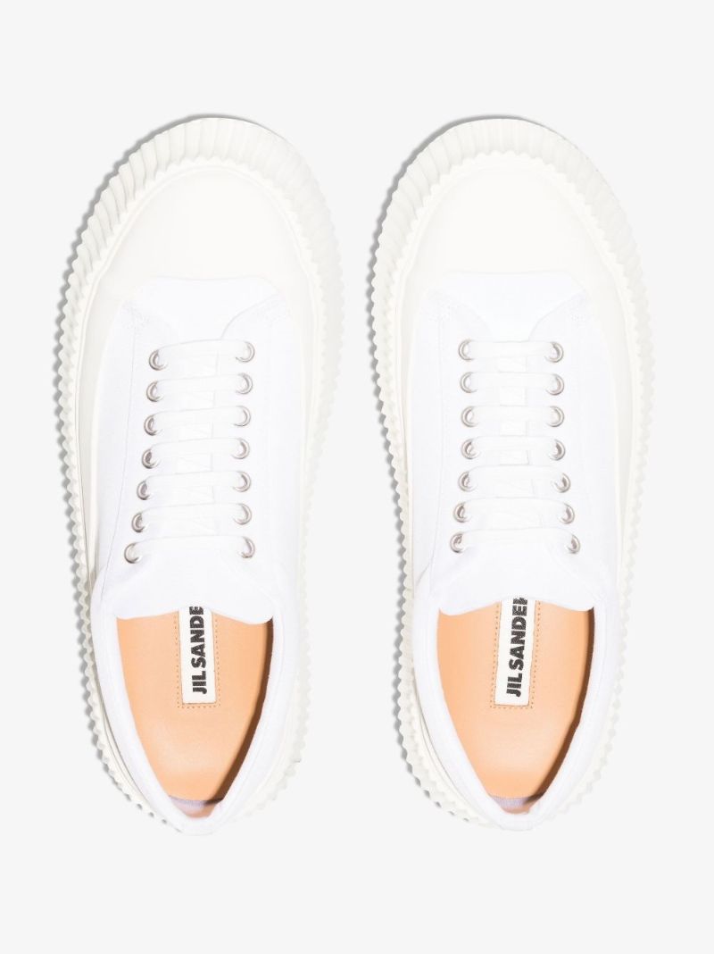 White Lace-up Platform Sneakers
