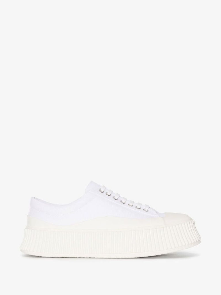 White Lace-up Platform Sneakers