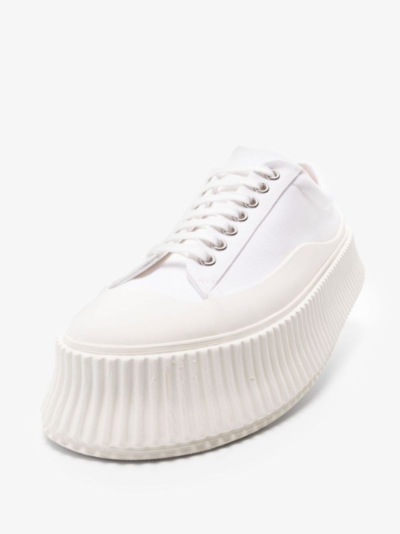 White Lace-up Platform Sneakers