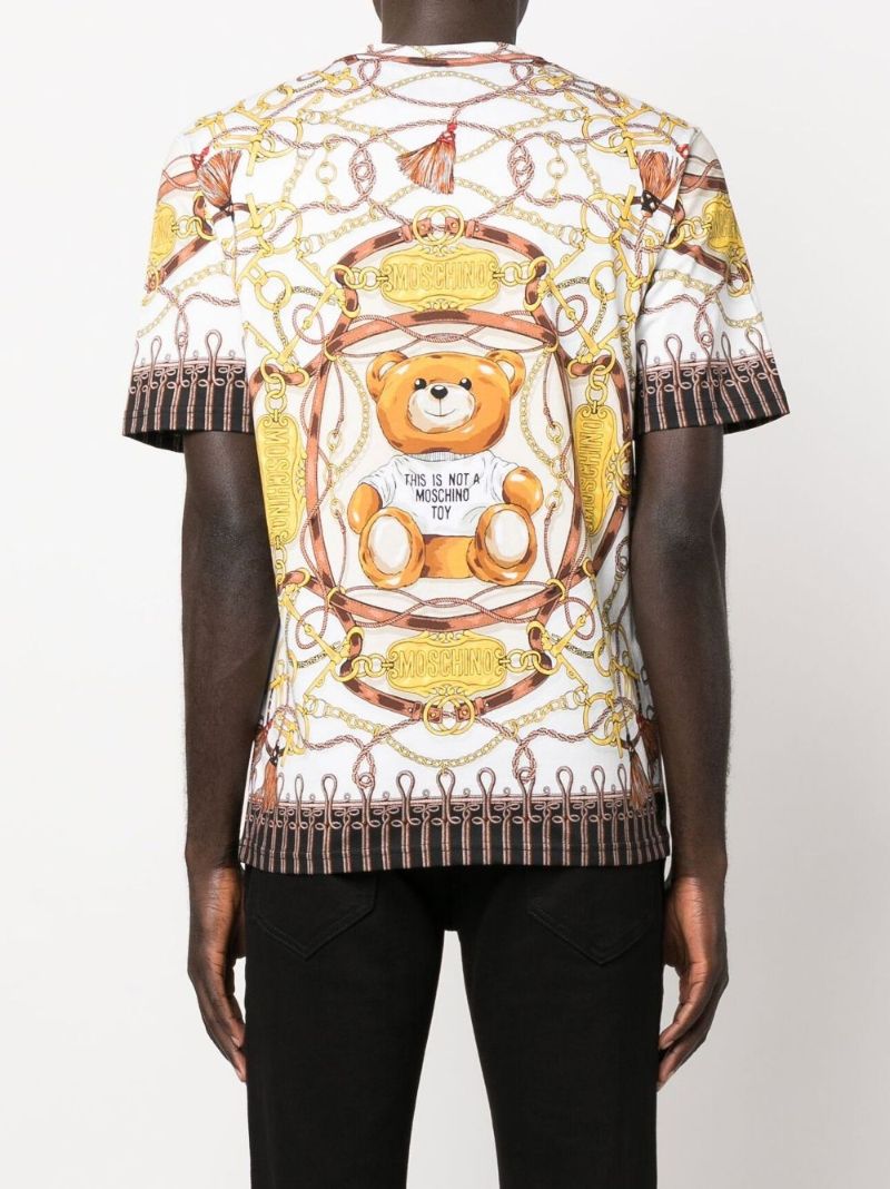 White Military Teddy Scarf Print T-shirt