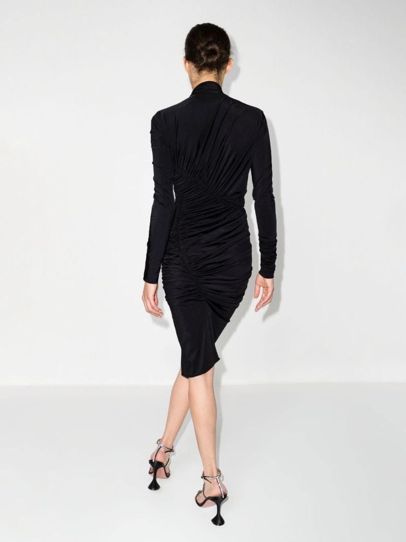 Black Asymmetric Cut-out Ruched Mini Dress