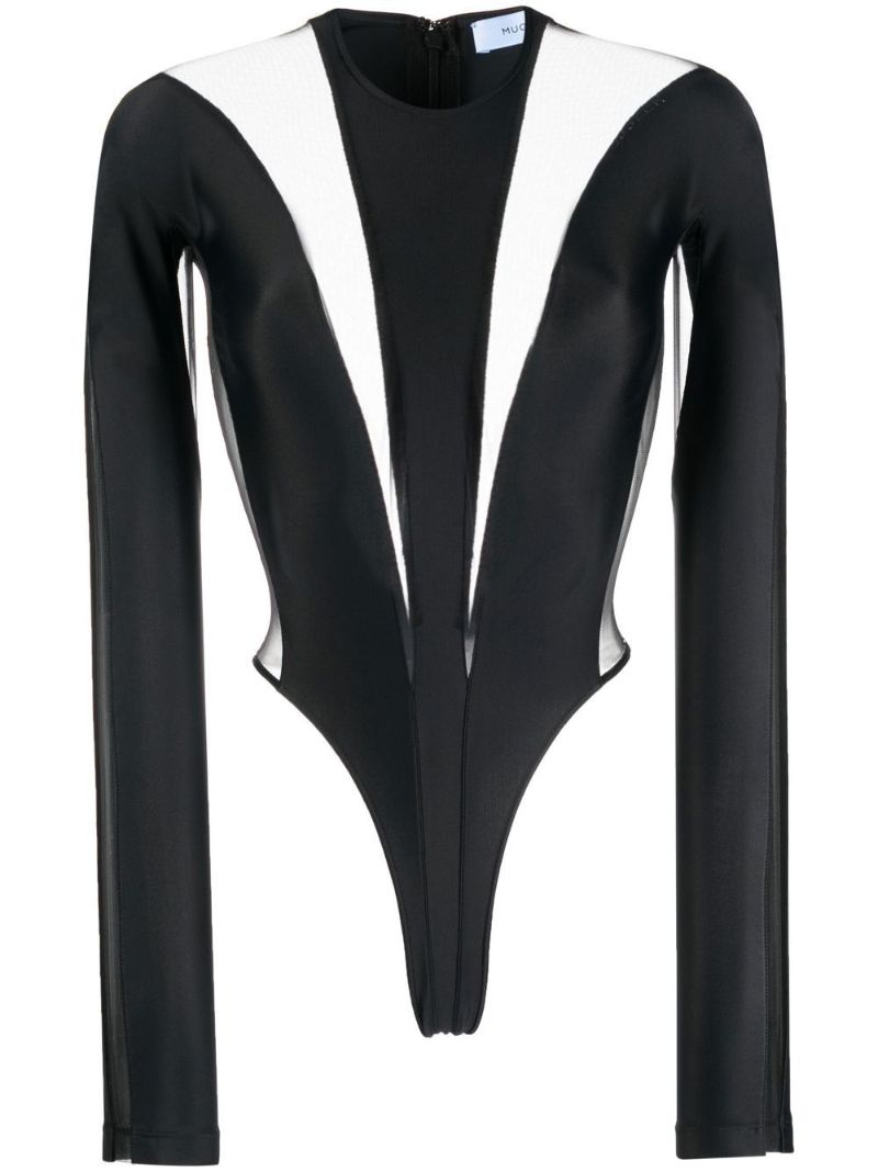 Black Illusion Shaping Panelled Bodysuit