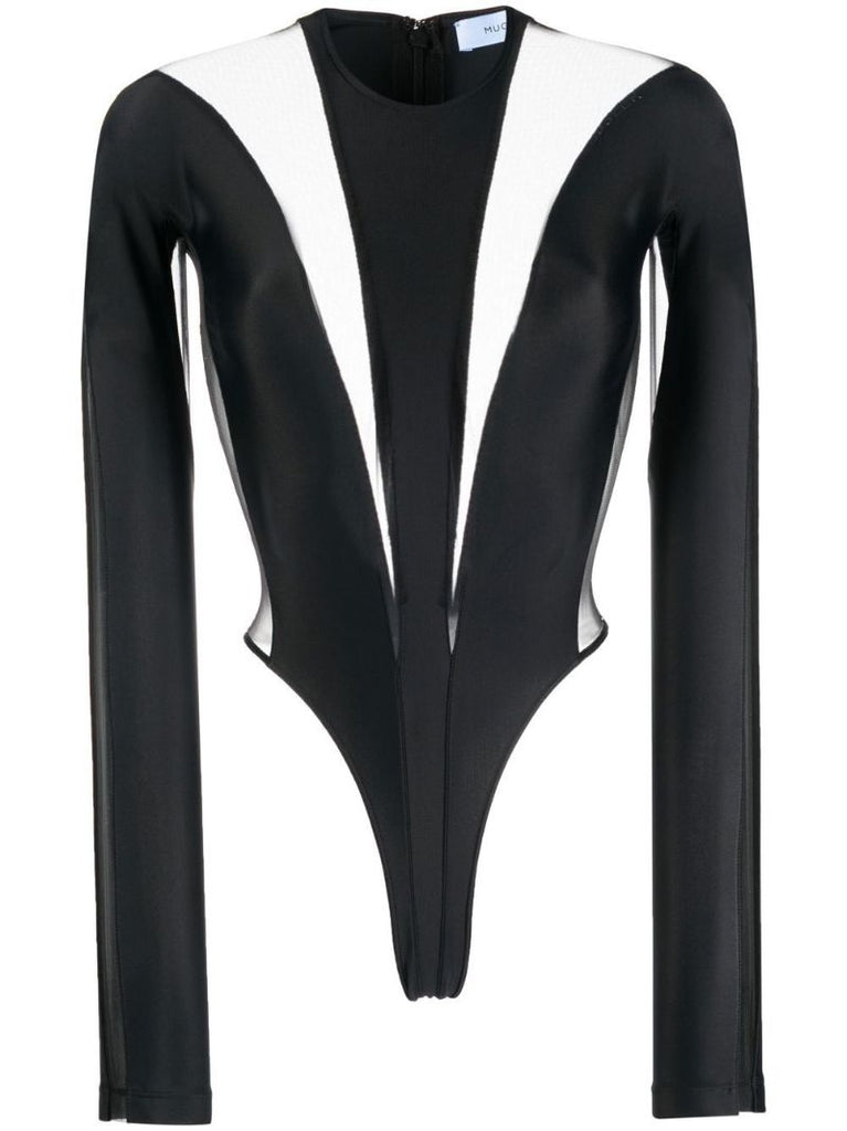Black Illusion Shaping Panelled Bodysuit