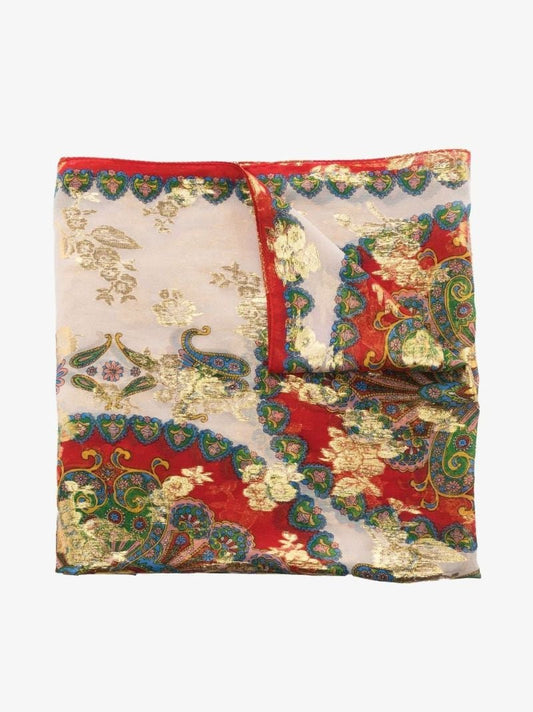 Neutral Paisley Print Silk Scarf