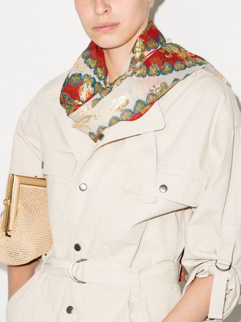 Neutral Paisley Print Silk Scarf