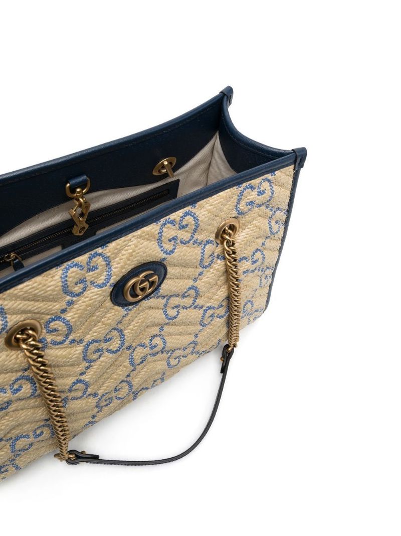 Neutral Gg Marmont Medium Leather Tote Bag