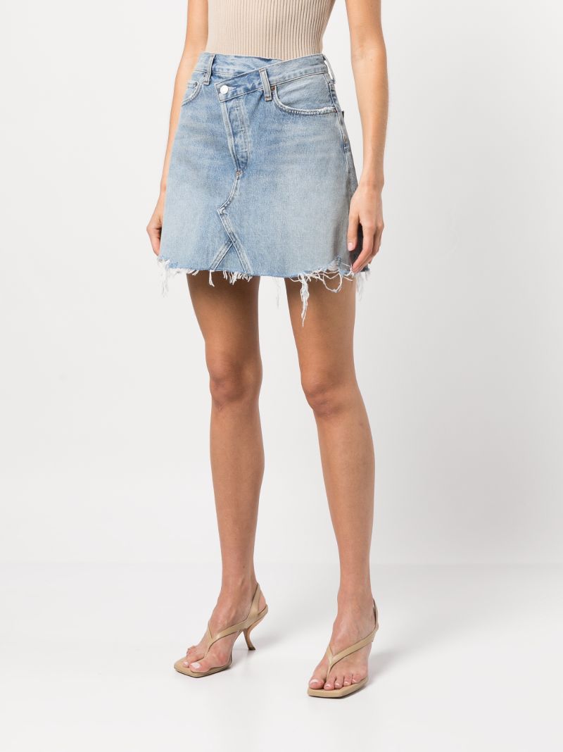 Blue Criss Cross Denim Mini Skirt