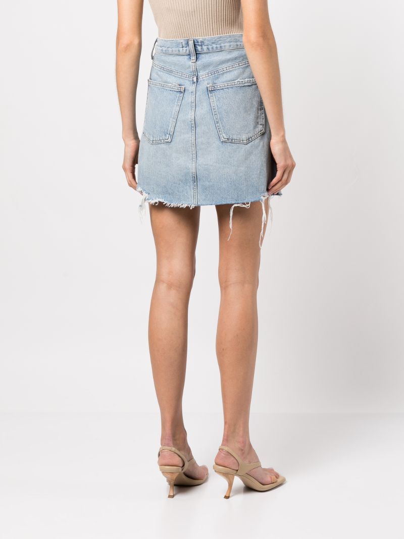 Blue Criss Cross Denim Mini Skirt