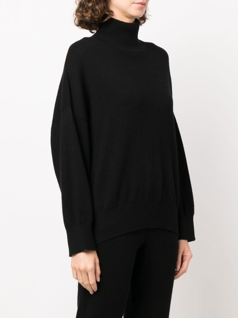 Black Roll-neck Cashmere Sweater