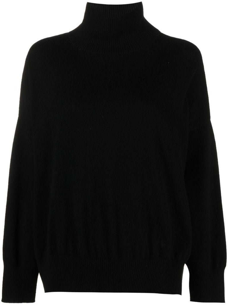 Black Roll-neck Cashmere Sweater