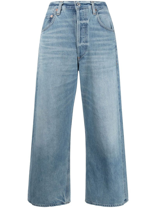 Blue Gaucho Cropped Wide-leg Jeans