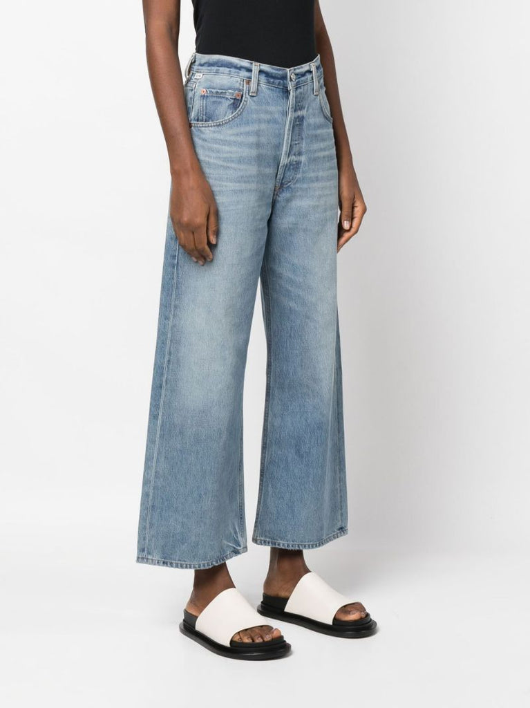 Blue Gaucho Cropped Wide-leg Jeans