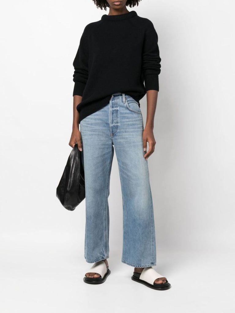 Blue Gaucho Cropped Wide-leg Jeans