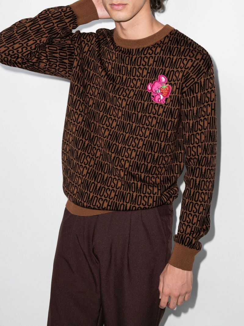 Brown Mouse Patch Wool Sweater