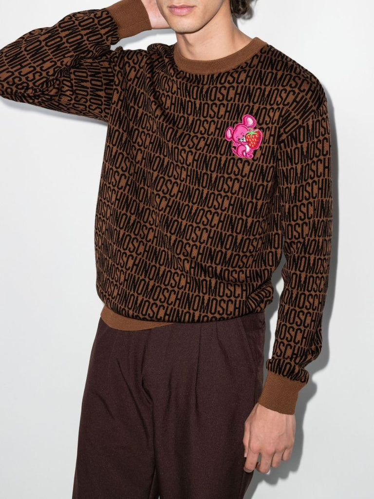 Brown Mouse Patch Wool Sweater
