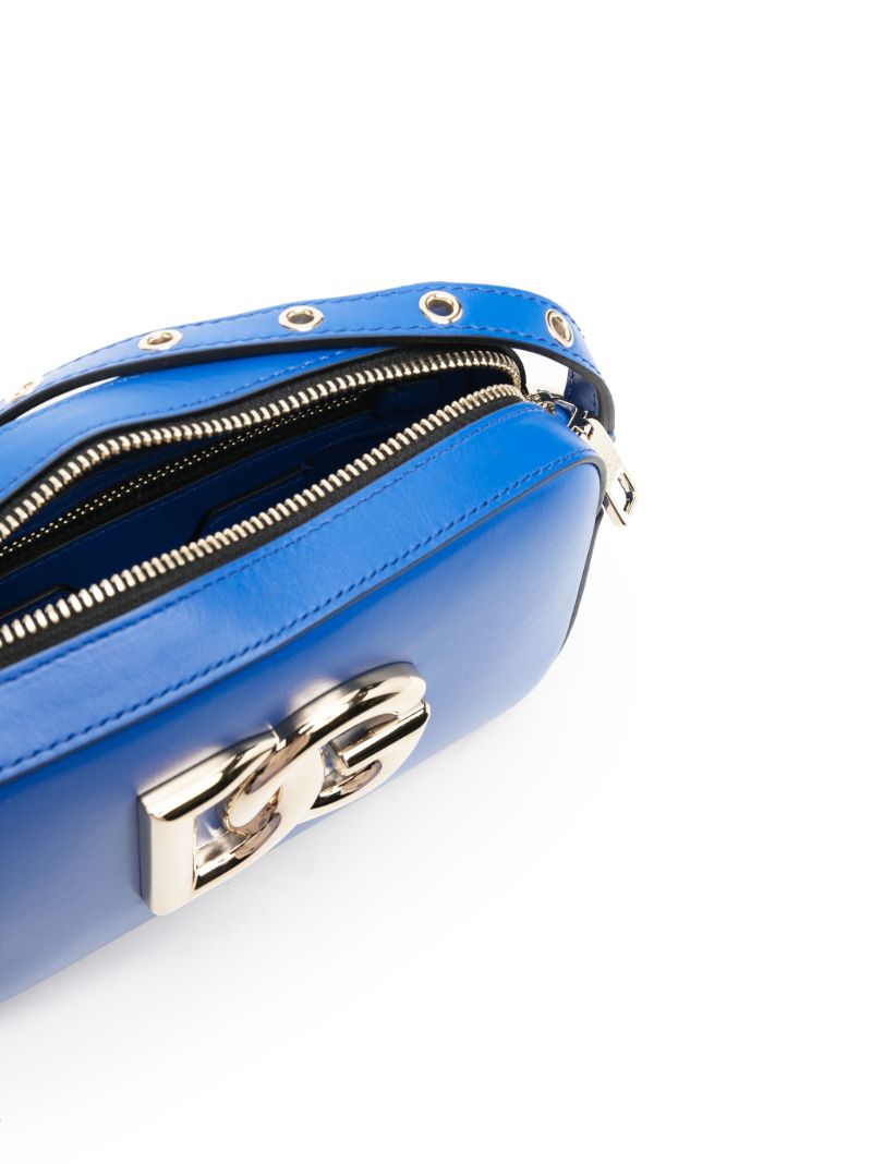 Blue Logo Plaque Leather Crossbody Camera Bag