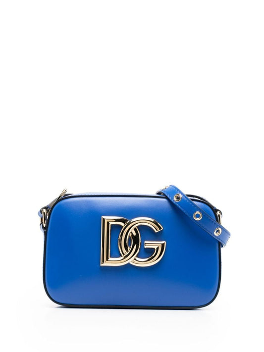 Blue Logo Plaque Leather Crossbody Camera Bag