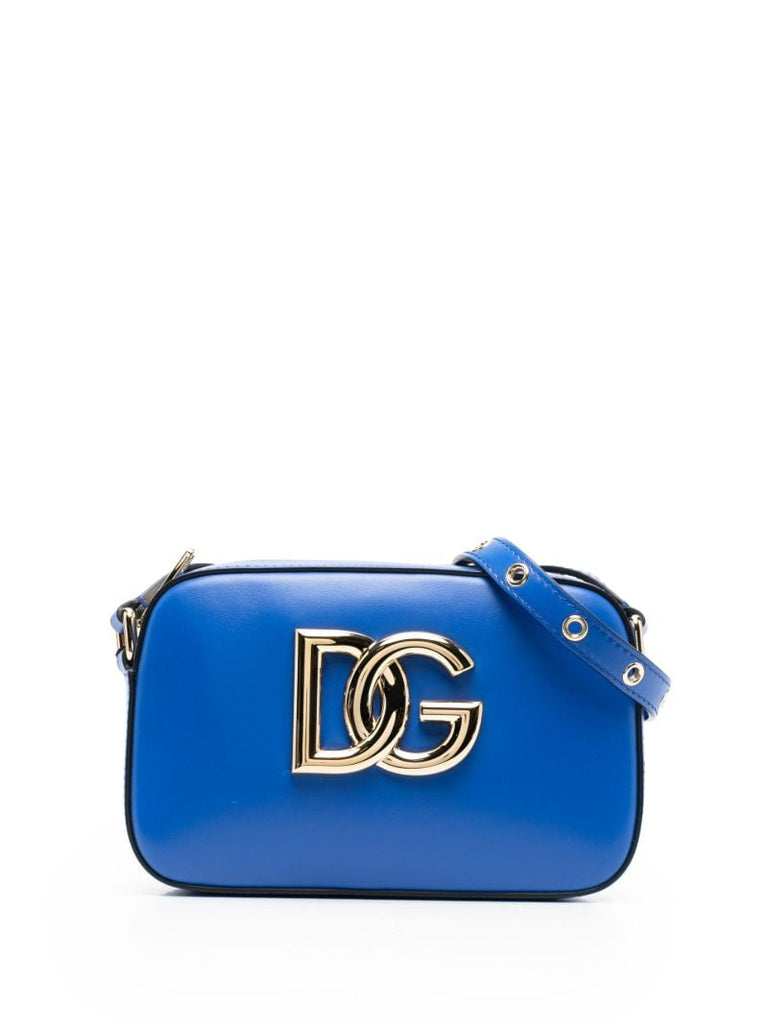 Blue Logo Plaque Leather Crossbody Camera Bag