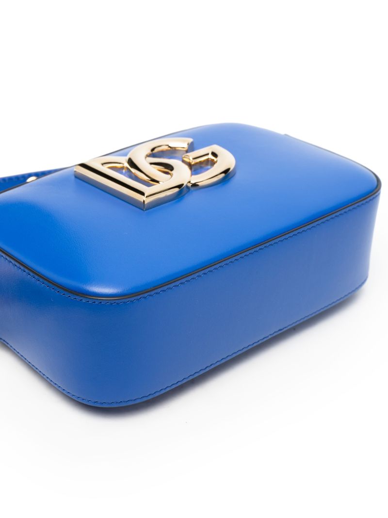 Blue Logo Plaque Leather Crossbody Camera Bag