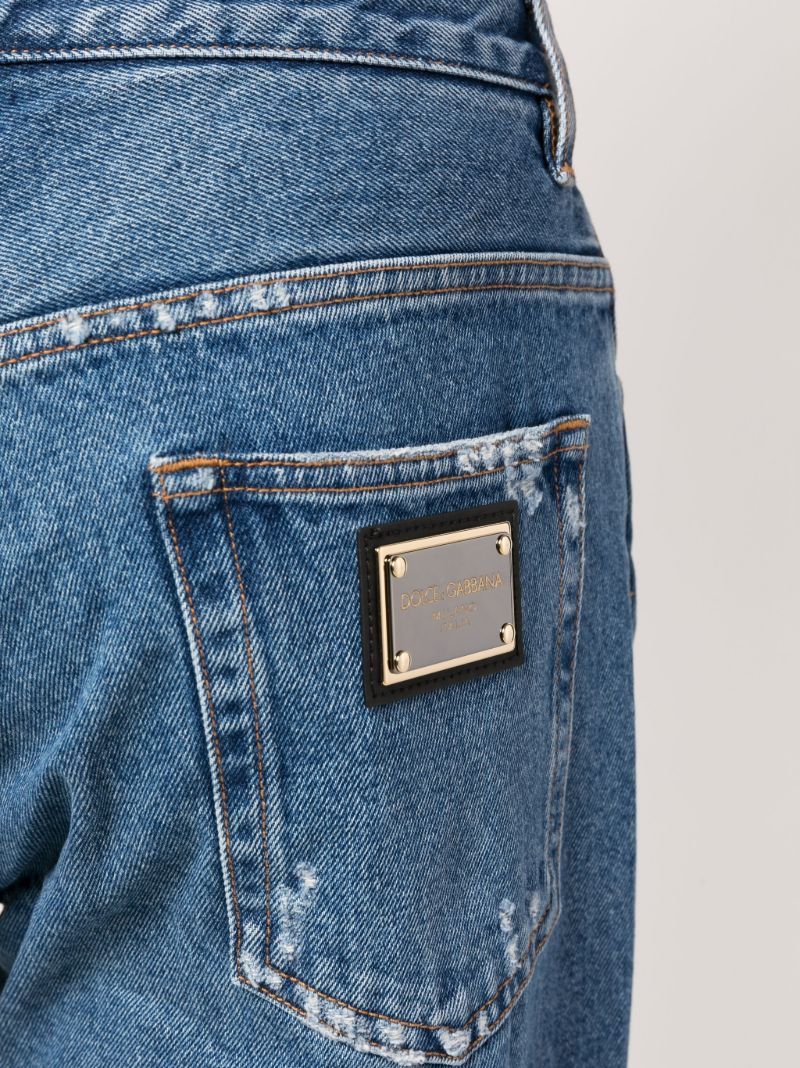Blue Logo Plaque Cropped Jeans