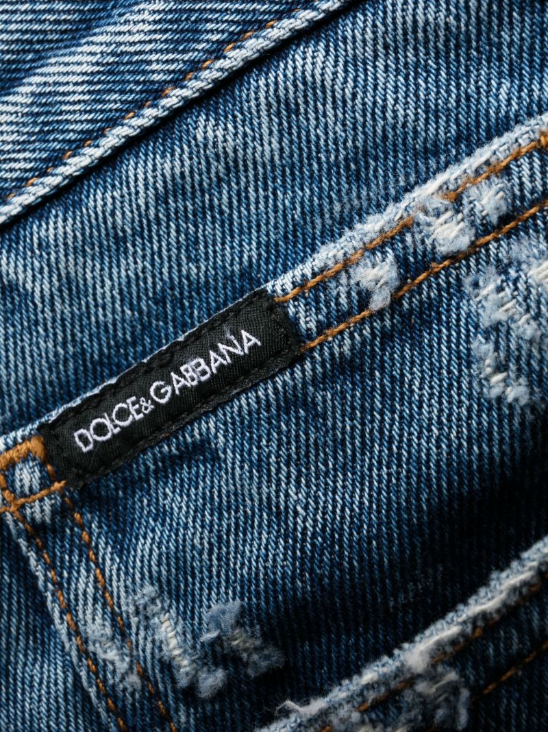 Blue Logo Plaque Cropped Jeans