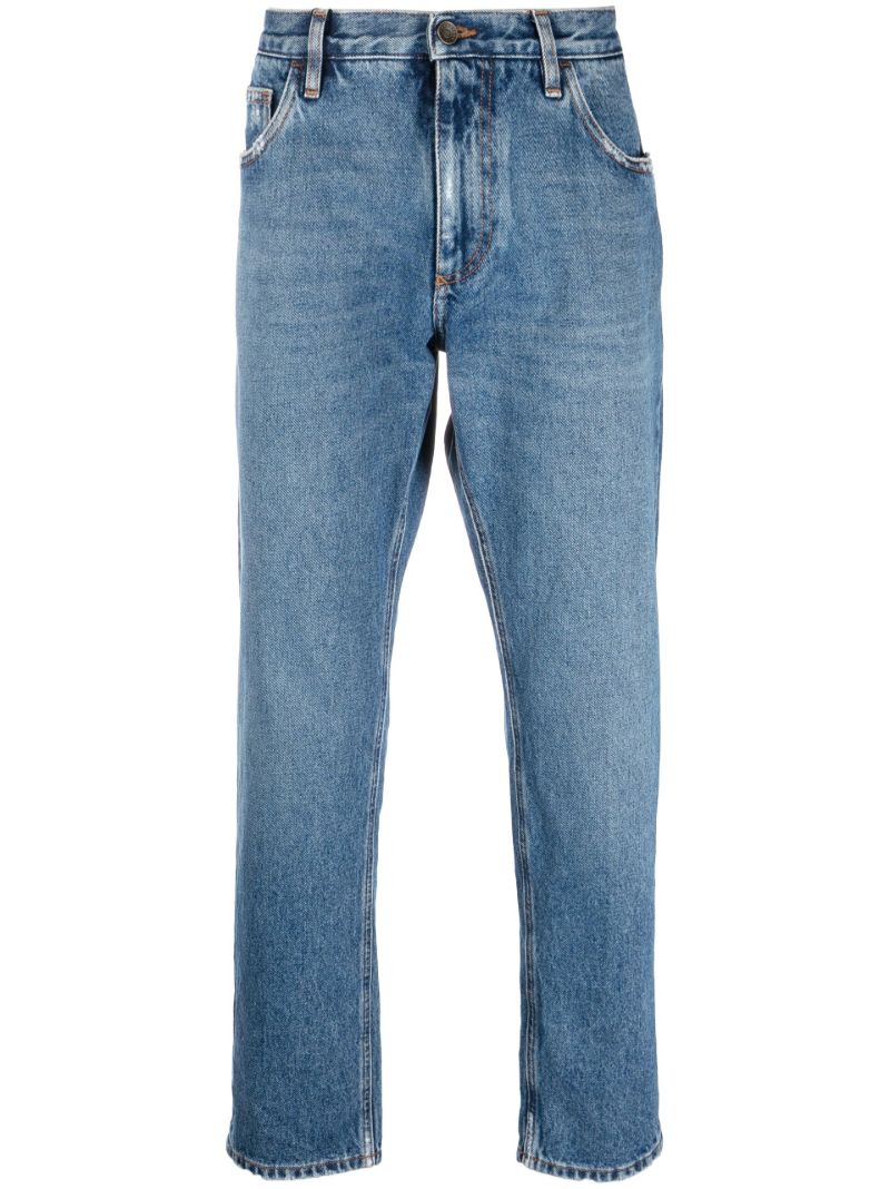Blue Logo Plaque Cropped Jeans