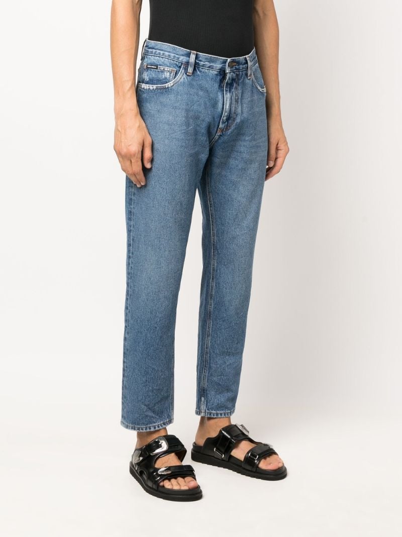 Blue Logo Plaque Cropped Jeans