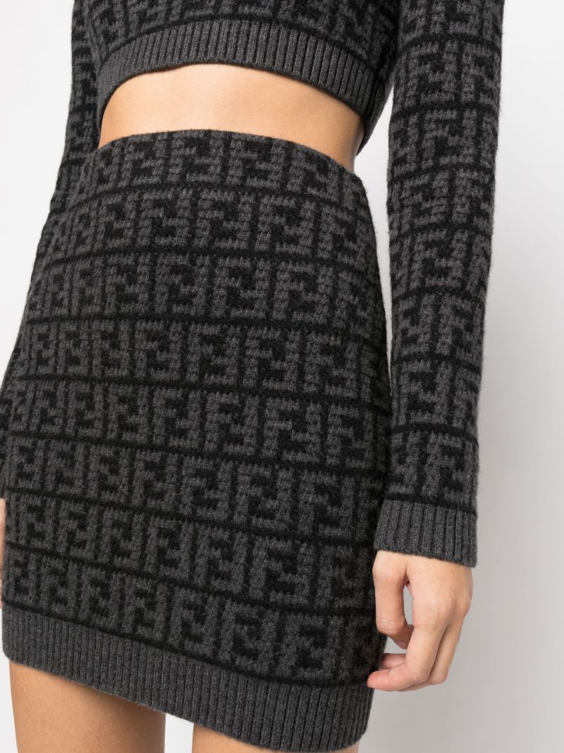 Black Ff Jacquard Cashmere Mini Skirt