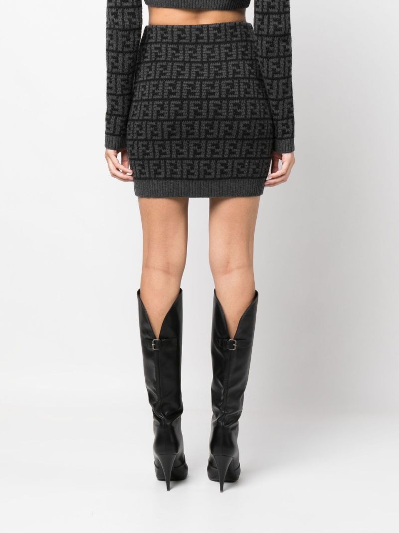 Black Ff Jacquard Cashmere Mini Skirt